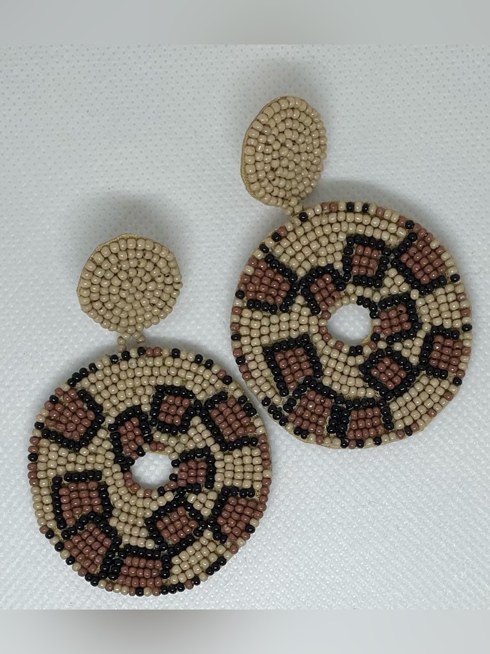 🐆 Leopard Print Beaded Statement Earrings | Boutique Animal Print Dangles